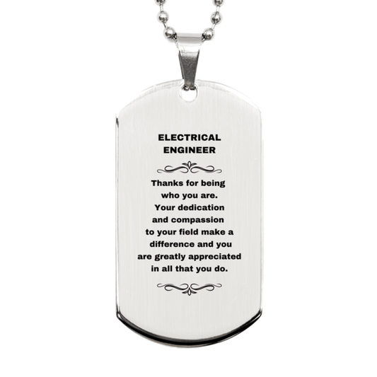Electrical Engineer Silver Dog Tag Necklace Engraved Bracelet - Thanks for being who you are - Birthday Christmas Jewelry Gifts Coworkers Colleague Boss - Mallard Moon Gift Shop