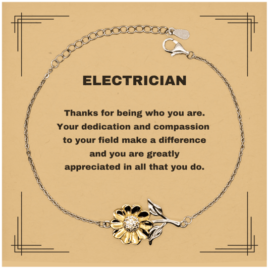 Electrician Sunflower Bracelet - Thanks for being who you are - Birthday Christmas Jewelry Gifts Coworkers Colleague Boss - Mallard Moon Gift Shop