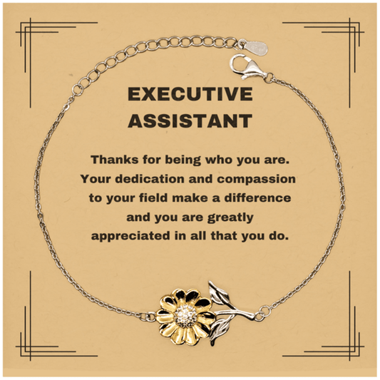 Executive Assistant Sunflower Bracelet - Thanks for being who you are - Birthday Christmas Jewelry Gifts Coworkers Colleague Boss - Mallard Moon Gift Shop
