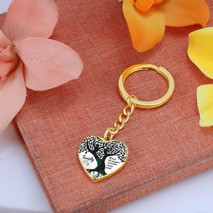 Family - Where Life Begins and Love Never Ends Engraved Heart Keyring - Mallard Moon Gift Shop