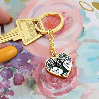 Family - Where Life Begins and Love Never Ends Engraved Heart Keyring - Mallard Moon Gift Shop