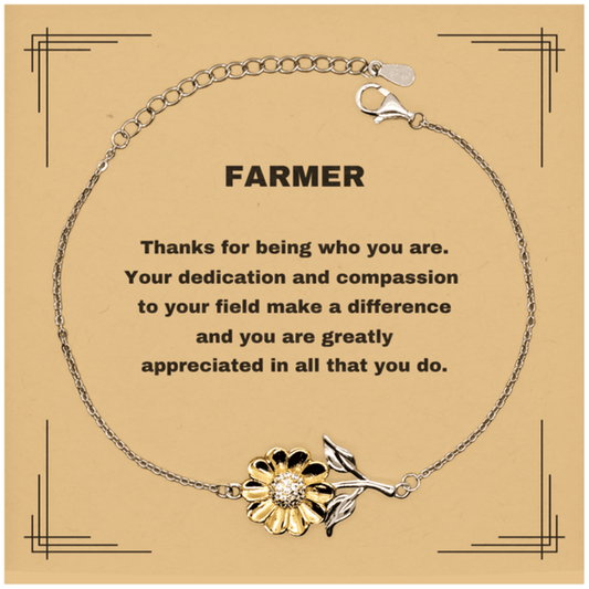 Farmer Sunflower Bracelet - Thanks for being who you are - Birthday Christmas Jewelry Gifts Coworkers Colleague Boss - Mallard Moon Gift Shop