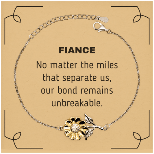 Fiance Long Distance Relationship Gifts, No matter the miles that separate us, Cute Love Sunflower Bracelet For Fiance, Birthday Christmas Unique Gifts For Fiance - Mallard Moon Gift Shop