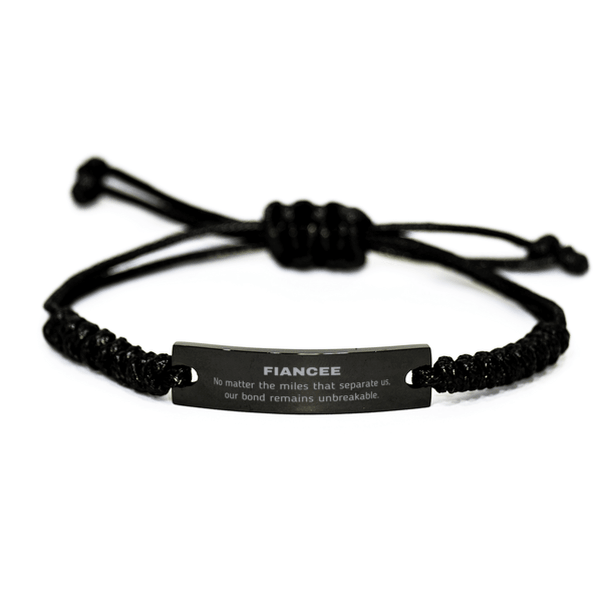 Fiancee Long Distance Relationship Gifts, No matter the miles that separate us, Cute Love Black Rope Bracelet For Fiancee, Birthday Christmas Unique Gifts For Fiancee - Mallard Moon Gift Shop