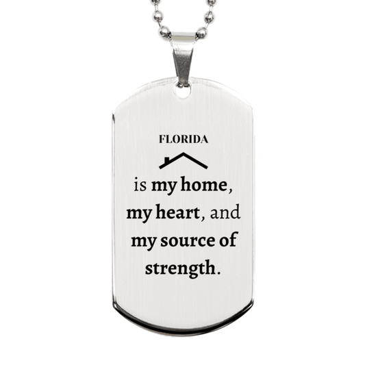 Florida is my home Gifts, Lovely Florida Birthday Christmas Silver Dog Tag For People from Florida, Men, Women, Friends - Mallard Moon Gift Shop