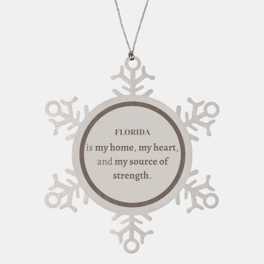 Florida is my home Gifts, Lovely Florida Birthday Christmas Snowflake Ornament For People from Florida, Men, Women, Friends - Mallard Moon Gift Shop