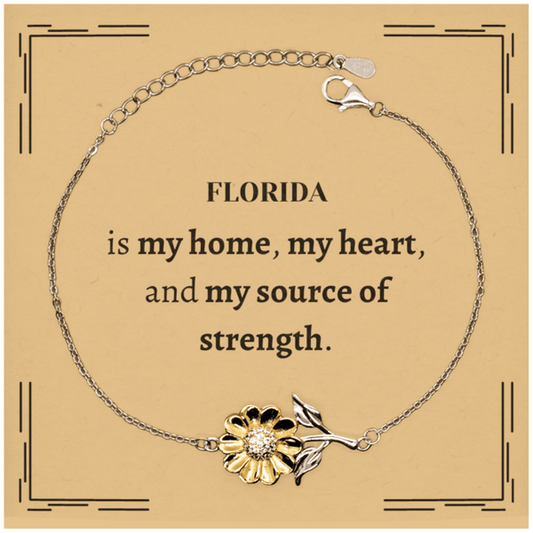 Florida is my home Gifts, Lovely Florida Birthday Christmas Sunflower Bracelet For People from Florida, Men, Women, Friends - Mallard Moon Gift Shop