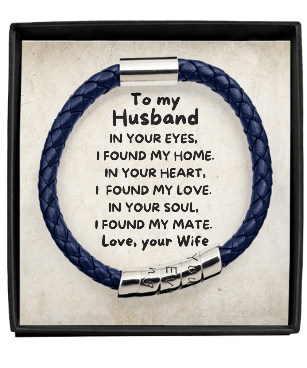 To My Husband - I Found My Love - Braided Leather Men's Bracelet - Mallard Moon Gift Shop