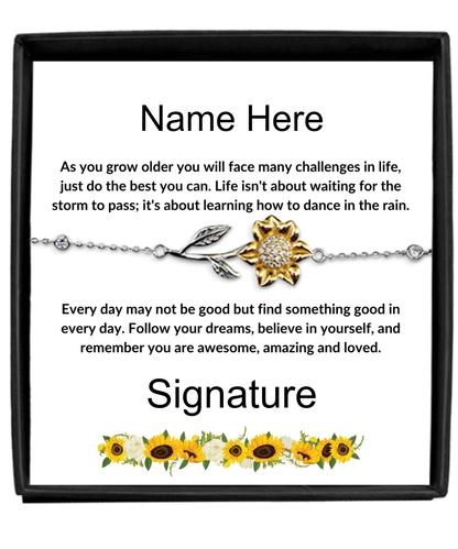 Personalized Sunflower Bracelet - Mallard Moon Gift Shop