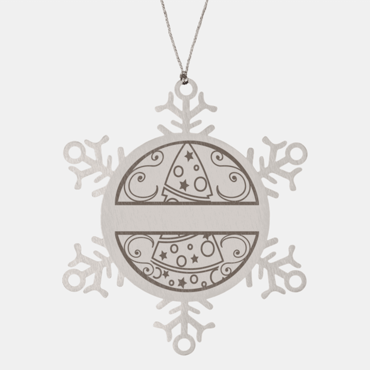 Personalized Family Name Laser Engraved Stainless Steel Snowflake Tree Keepsake Ornament - Mallard Moon Gift Shop