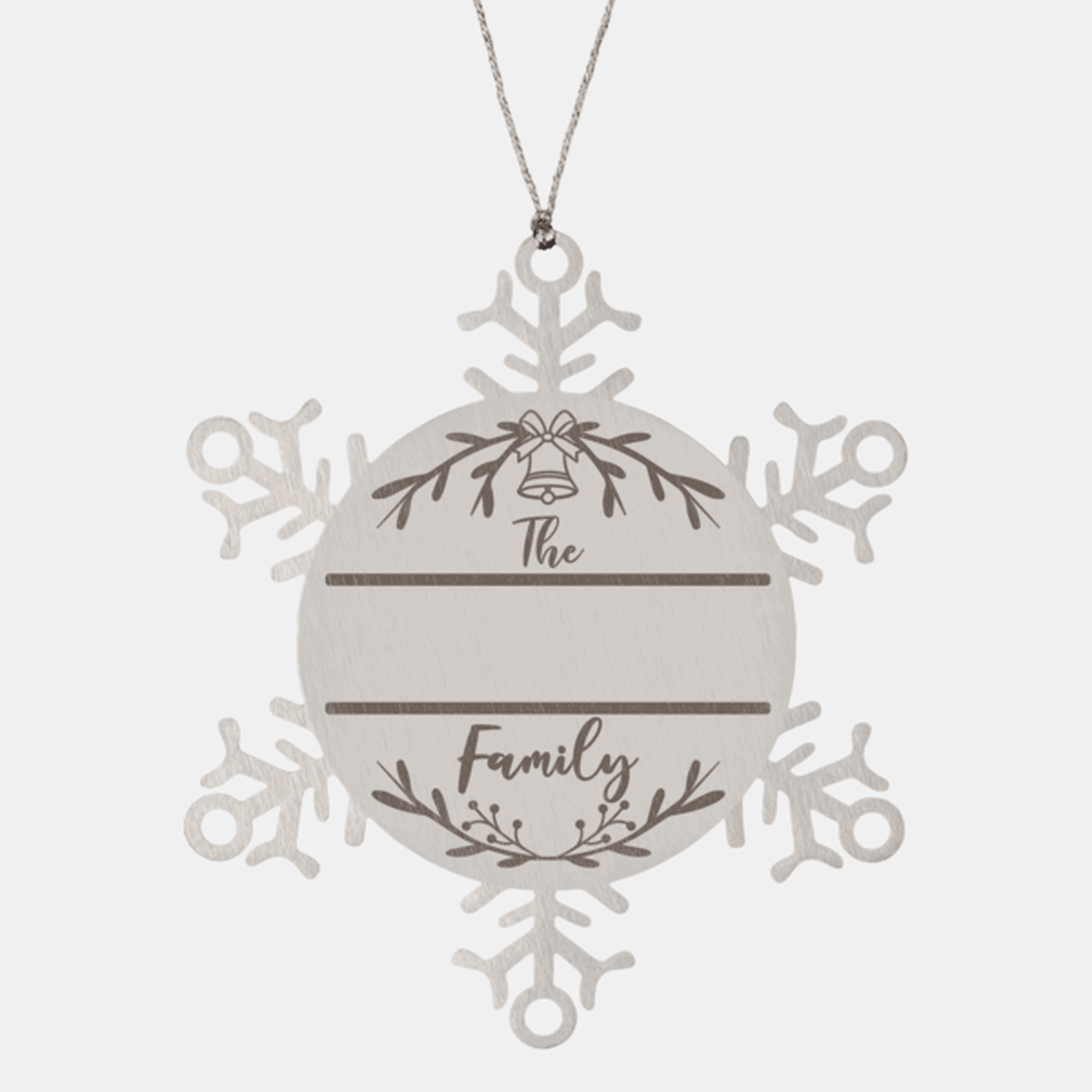 Personalized Snowflake Family Name Laser Engraved Stainless Steel Tree Ornament - Mallard Moon Gift Shop