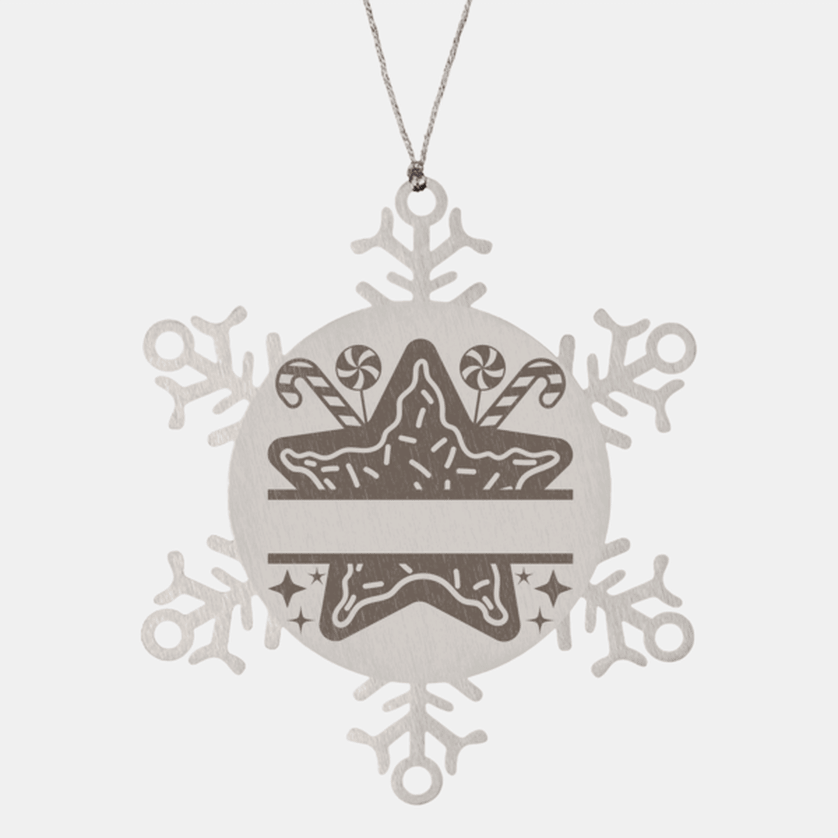 Personalized Snowflake Christmas Star Cookie Tree Ornament Family Name Laser Engraved Stainless Steel - Mallard Moon Gift Shop