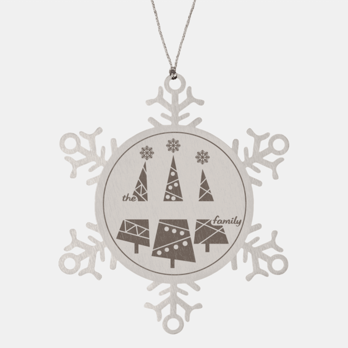 Personalized Snowflake Christmas Tree Ornament Family Name Laser Engraved Stainless Steel Keepsake - Mallard Moon Gift Shop