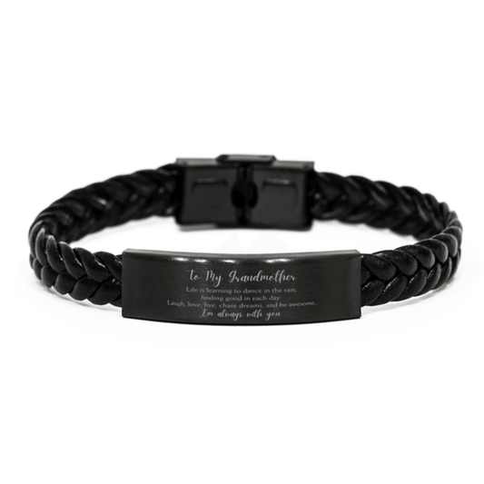 Grandmother Christmas Perfect Gifts, Grandmother Braided Leather Bracelet, Motivational Grandmother Engraved Gifts, Birthday Gifts For Grandmother, To My Grandmother Life is learning to dance in the rain, finding good in each day. I'm always with you - Mallard Moon Gift Shop