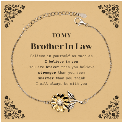 Brother In Law Sunflower Bracelet Gifts, To My Brother In Law You are braver than you believe, stronger than you seem, Inspirational Gifts For Brother In Law Card, Birthday, Christmas Gifts For Brother In Law Men Women - Mallard Moon Gift Shop