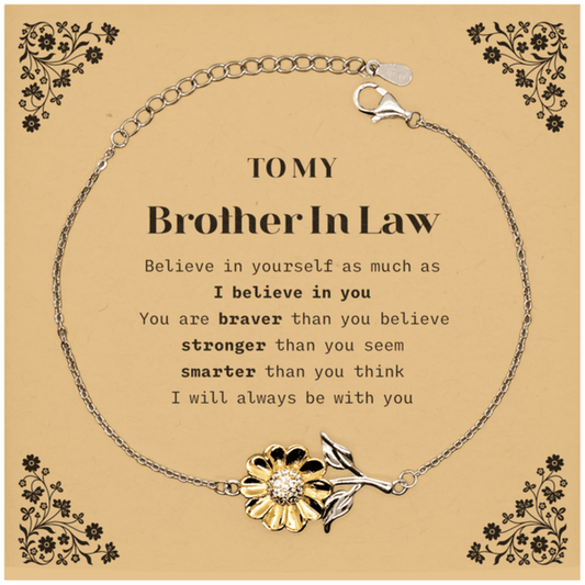 Brother In Law Sunflower Bracelet Gifts, To My Brother In Law You are braver than you believe, stronger than you seem, Inspirational Gifts For Brother In Law Card, Birthday, Christmas Gifts For Brother In Law Men Women - Mallard Moon Gift Shop