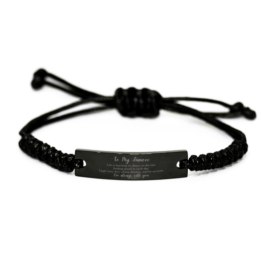 Fiancee Christmas Perfect Gifts, Fiancee Black Rope Bracelet, Motivational Fiancee Engraved Gifts, Birthday Gifts For Fiancee, To My Fiancee Life is learning to dance in the rain, finding good in each day. I'm always with you - Mallard Moon Gift Shop