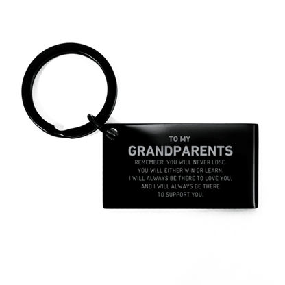 Grandparents Gifts, To My Grandparents Remember, you will never lose. You will either WIN or LEARN, Keepsake Keychain For Grandparents Engraved, Birthday Christmas Gifts Ideas For Grandparents X-mas Gifts