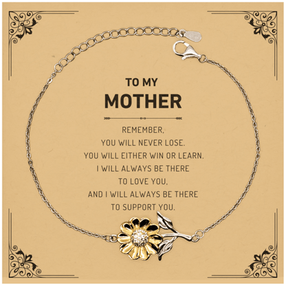 Mother Gifts, To My Mother Remember, you will never lose. You will either WIN or LEARN, Keepsake Sunflower Bracelet For Mother Card, Birthday Christmas Gifts Ideas For Mother X-mas Gifts - Mallard Moon Gift Shop