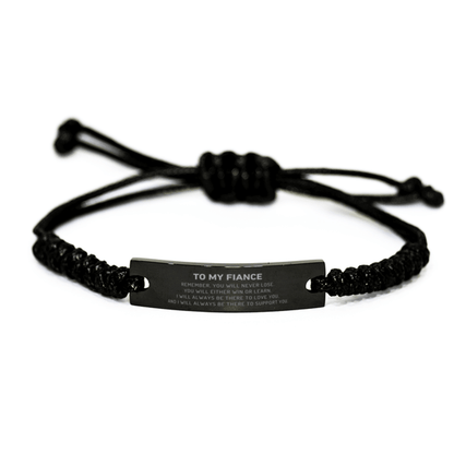 Fiance Gifts, To My Fiance Remember, you will never lose. You will either WIN or LEARN, Keepsake Black Rope Bracelet For Fiance Engraved, Birthday Christmas Gifts Ideas For Fiance X-mas Gifts - Mallard Moon Gift Shop