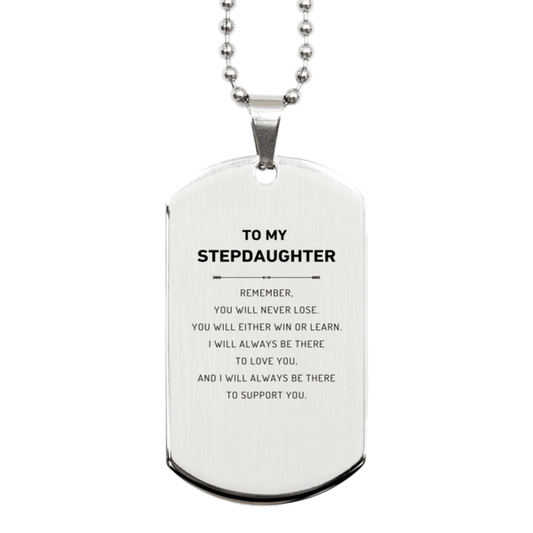 Stepdaughter Gifts, To My Stepdaughter Remember, you will never lose. You will either WIN or LEARN, Keepsake Silver Dog Tag For Stepdaughter Engraved, Birthday Christmas Gifts Ideas For Stepdaughter X-mas Gifts - Mallard Moon Gift Shop