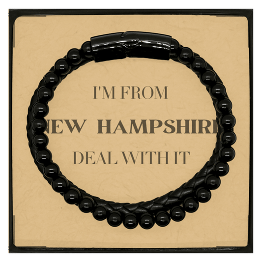 I'm from New Hampshire, Deal with it, Proud New Hampshire State Gifts, New Hampshire Stone Leather Bracelets Gift Idea, Christmas Gifts for New Hampshire People, Coworkers, Colleague - Mallard Moon Gift Shop