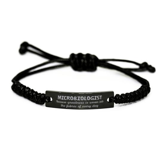 Sarcastic Microbiologist Black Rope Bracelet Gifts, Christmas Holiday Gifts for Microbiologist Birthday, Microbiologist: Because greatness is woven into the fabric of every day, Coworkers, Friends - Mallard Moon Gift Shop