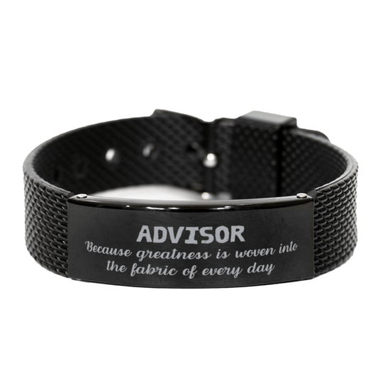 Sarcastic Advisor Black Shark Mesh Bracelet Gifts, Christmas Holiday Gifts for Advisor Birthday, Advisor: Because greatness is woven into the fabric of every day, Coworkers, Friends - Mallard Moon Gift Shop