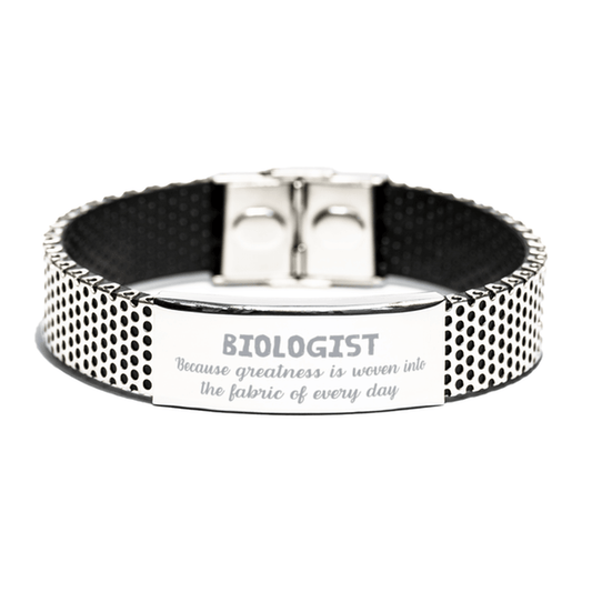 Sarcastic Biologist Stainless Steel Bracelet Gifts, Christmas Holiday Gifts for Biologist Birthday, Biologist: Because greatness is woven into the fabric of every day, Coworkers, Friends - Mallard Moon Gift Shop