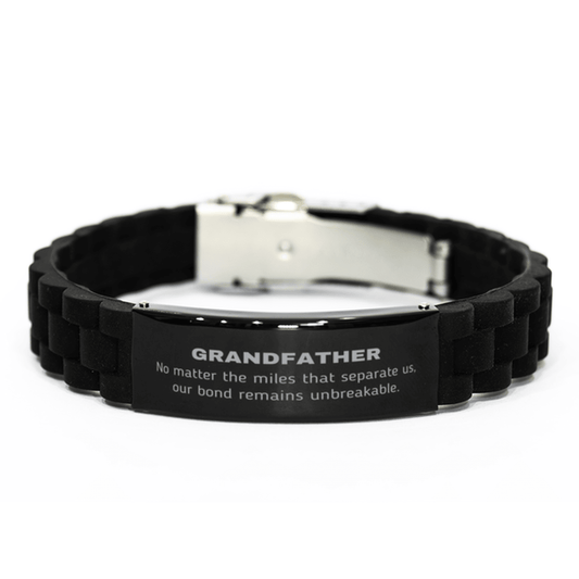 Grandfather Long Distance Relationship Gifts, No matter the miles that separate us, Cute Love Black Glidelock Clasp Bracelet For Grandfather, Birthday Christmas Unique Gifts For Grandfather - Mallard Moon Gift Shop