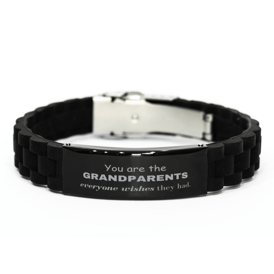 Grandparents Black Glidelock Clasp Bracelet, Everyone wishes they had, Inspirational Bracelet For Grandparents, Grandparents Gifts, Birthday Christmas Unique Gifts For Grandparents - Mallard Moon Gift Shop