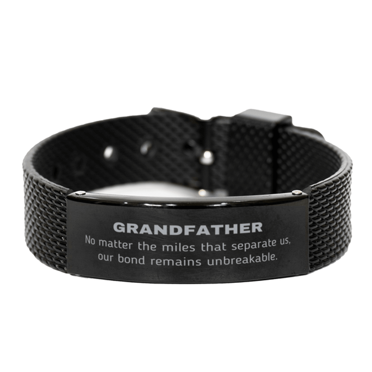 Grandfather Long Distance Relationship Gifts, No matter the miles that separate us, Cute Love Black Shark Mesh Bracelet For Grandfather, Birthday Christmas Unique Gifts For Grandfather - Mallard Moon Gift Shop