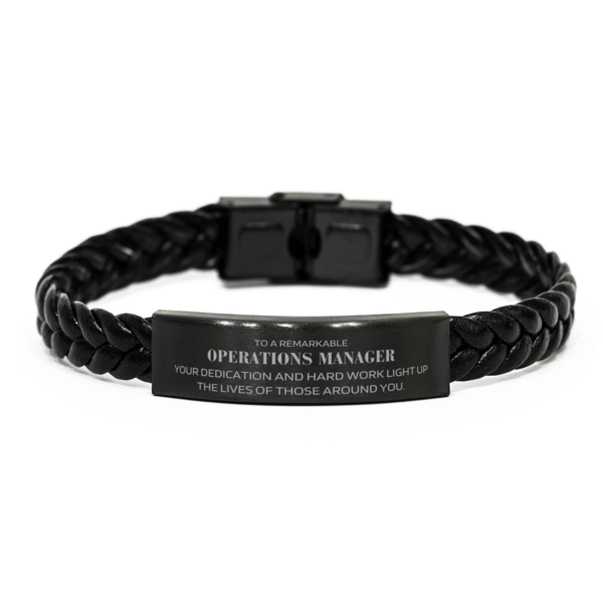 Remarkable Operations Manager Gifts, Your dedication and hard work, Inspirational Birthday Christmas Unique Braided Leather Bracelet For Operations Manager, Coworkers, Men, Women, Friends