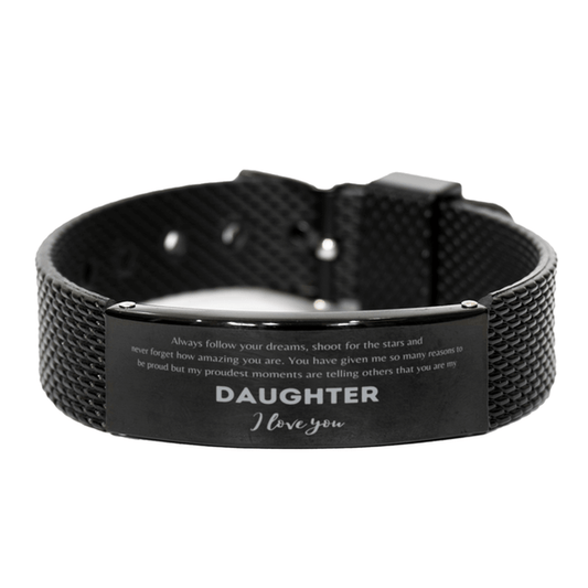 Black Shark Mesh Bracelet for Daughter Present, Daughter Always follow your dreams, never forget how amazing you are, Daughter Birthday Christmas Gifts Jewelry for Girls Boys Teen Men Women - Mallard Moon Gift Shop