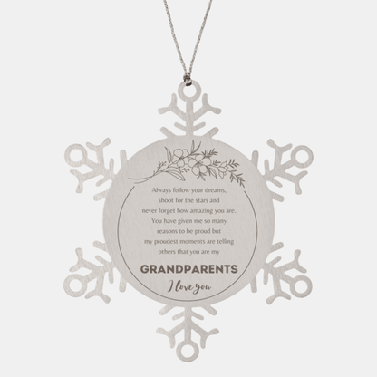 Snowflake Ornament for Grandparents Present, Grandparents Always follow your dreams, never forget how amazing you are, Grandparents Christmas Gifts Decorations for Girls Boys Teen Men Women - Mallard Moon Gift Shop