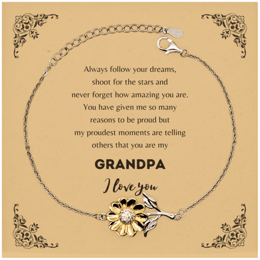 Sunflower Bracelet for Grandpa Present, Grandpa Always follow your dreams, never forget how amazing you are, Grandpa Birthday Christmas Gifts Jewelry for Girls Boys Teen Men Women - Mallard Moon Gift Shop