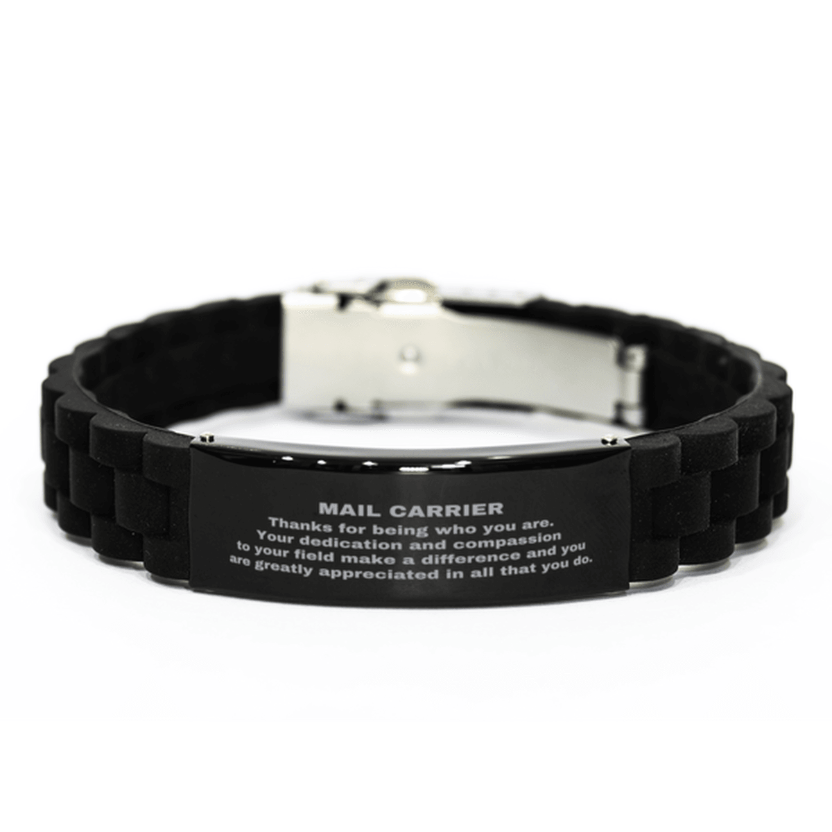Mail Carrier Black Glidelock Clasp Engraved Bracelet - Thanks for being who you are - Birthday Christmas Jewelry Gifts Coworkers Colleague Boss