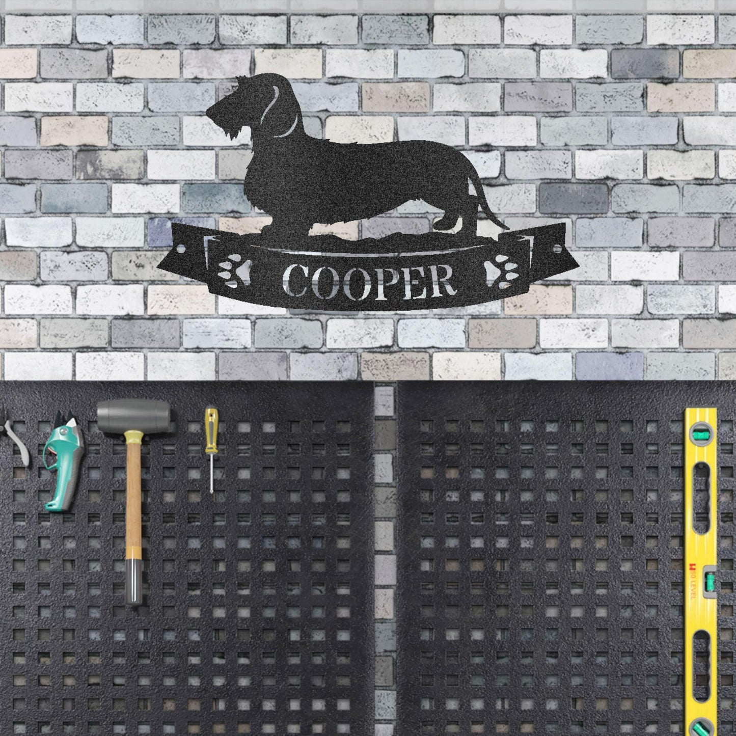 Dachshund Wirehaired Banner Custom Name Metal Art Wall Sign - Mallard Moon Gift Shop