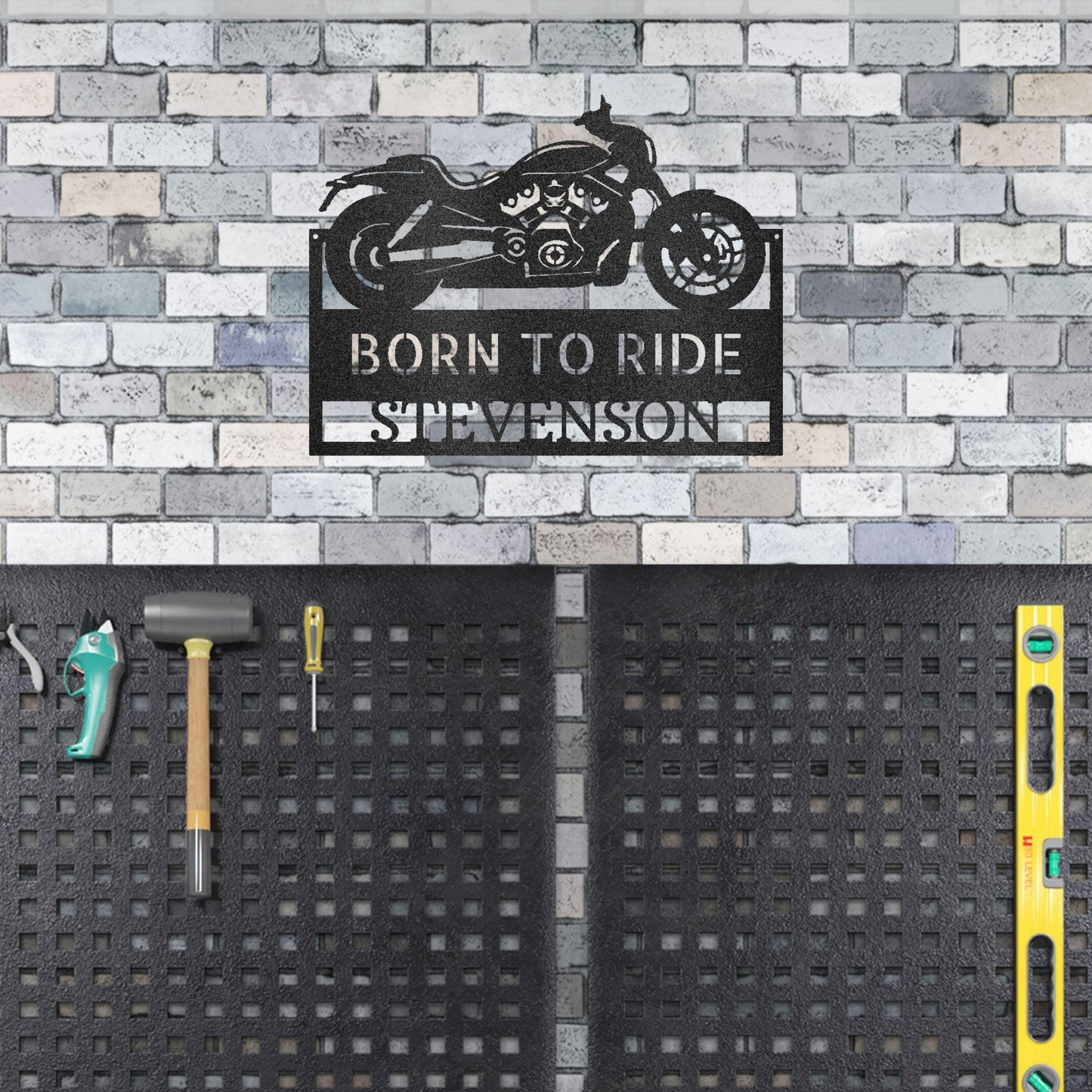 Motorcycle Cruiser Workshop Personalized Metal Wall Art Wall Sign - Mallard Moon Gift Shop