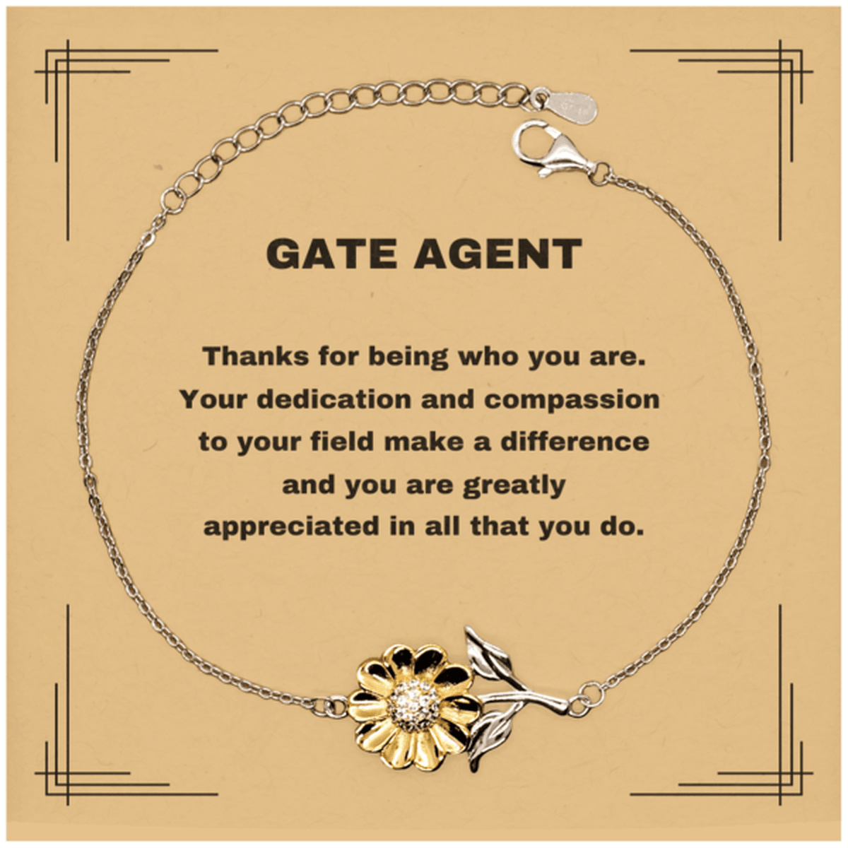 Gate Agent Sunflower Bracelet - Thanks for being who you are - Birthday Christmas Jewelry Gifts Coworkers Colleague Boss - Mallard Moon Gift Shop