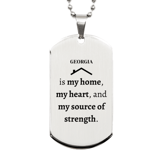Georgia is my home Gifts, Lovely Georgia Birthday Christmas Silver Dog Tag For People from Georgia, Men, Women, Friends - Mallard Moon Gift Shop