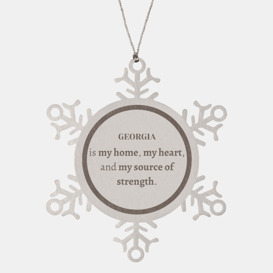 Georgia is my home Gifts, Lovely Georgia Birthday Christmas Snowflake Ornament For People from Georgia, Men, Women, Friends - Mallard Moon Gift Shop