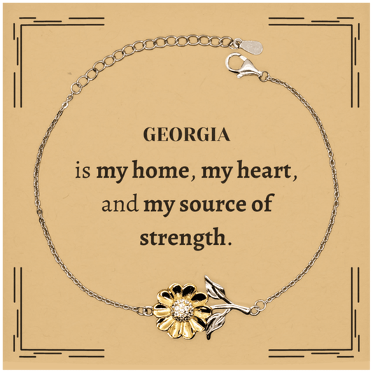 Georgia is my home Gifts, Lovely Georgia Birthday Christmas Sunflower Bracelet For People from Georgia, Men, Women, Friends - Mallard Moon Gift Shop
