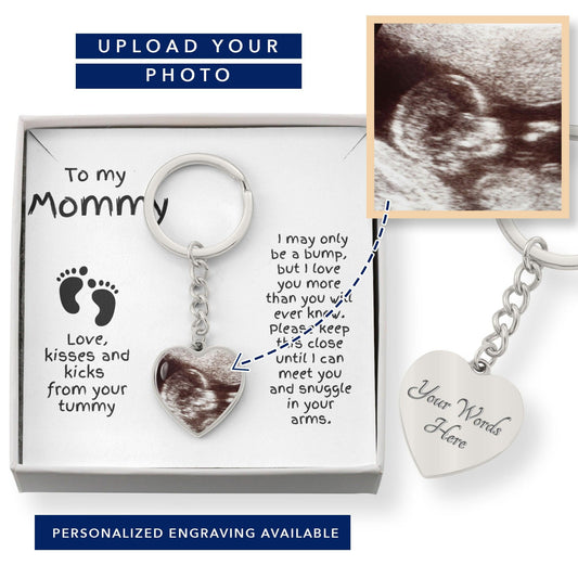 Gift for Expectant Mom Ultrasound Photo Heart Keychain - Mallard Moon Gift Shop