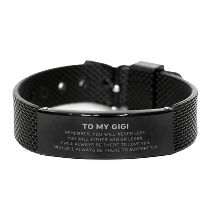 Gigi Gifts, To My Gigi Remember, you will never lose. You will either WIN or LEARN, Keepsake Black Shark Mesh Bracelet For Gigi Engraved, Birthday Christmas Gifts Ideas For Gigi X-mas Gifts - Mallard Moon Gift Shop