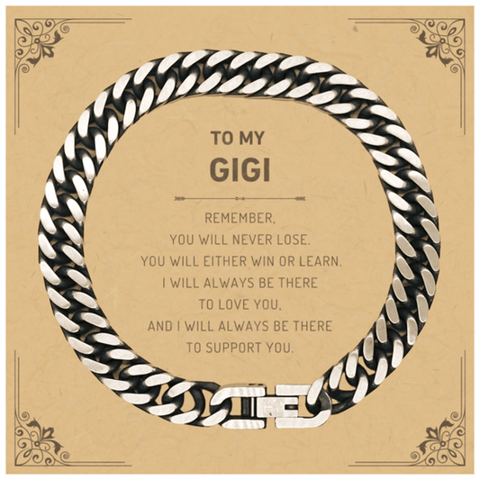 Gigi Gifts, To My Gigi Remember, you will never lose. You will either WIN or LEARN, Keepsake Cuban Link Chain Bracelet For Gigi Card, Birthday Christmas Gifts Ideas For Gigi X-mas Gifts - Mallard Moon Gift Shop