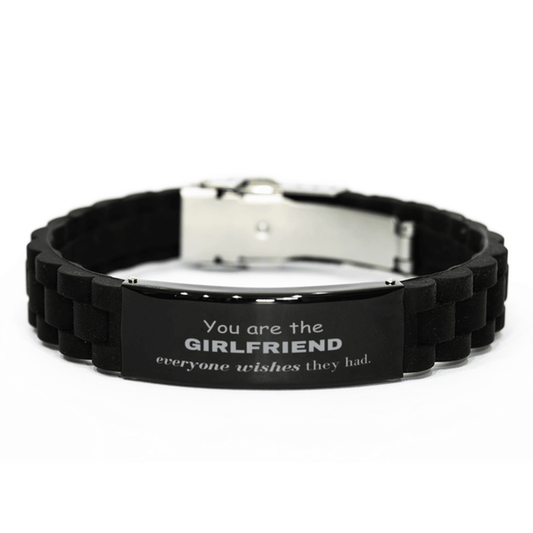 Girlfriend Black Glidelock Clasp Bracelet, Everyone wishes they had, Inspirational Bracelet For Girlfriend, Girlfriend Gifts, Birthday Christmas Unique Gifts For Girlfriend - Mallard Moon Gift Shop