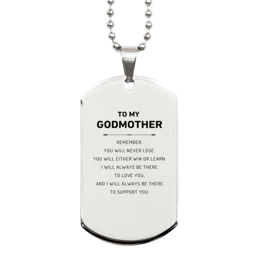 Godmother Gifts, To My Godmother Remember, you will never lose. You will either WIN or LEARN, Keepsake Silver Dog Tag For Godmother Engraved, Birthday Christmas Gifts Ideas For Godmother X-mas Gifts - Mallard Moon Gift Shop