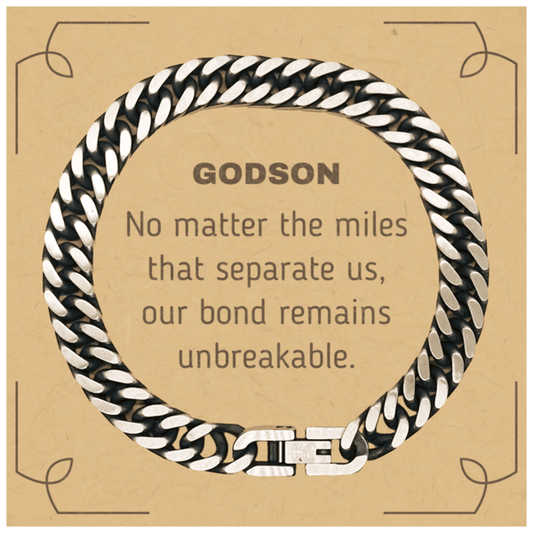 Godson Long Distance Relationship Gifts, No matter the miles that separate us, Cute Love Cuban Link Chain Bracelet For Godson, Birthday Christmas Unique Gifts For Godson - Mallard Moon Gift Shop