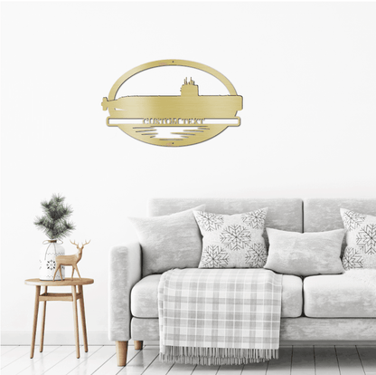 Navy Battleship USS Sargo Submarine Silhouette Custom Metal Art Wall Sign - Mallard Moon Gift Shop